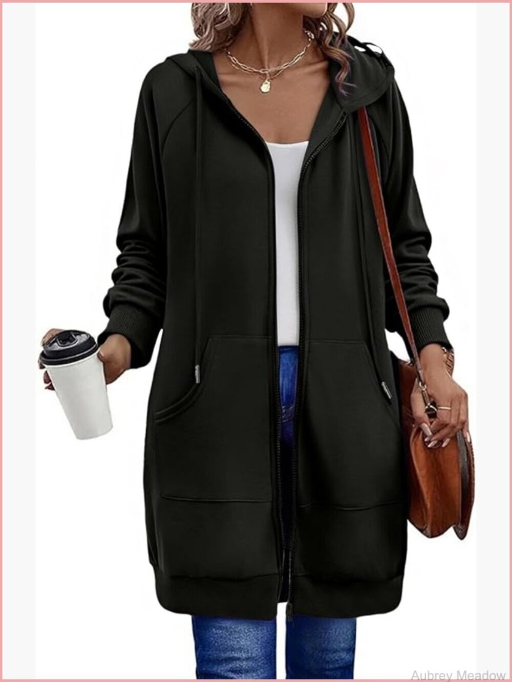 Long Zip Up Hoodie Oversized Fleece Tunic Sweatshirt